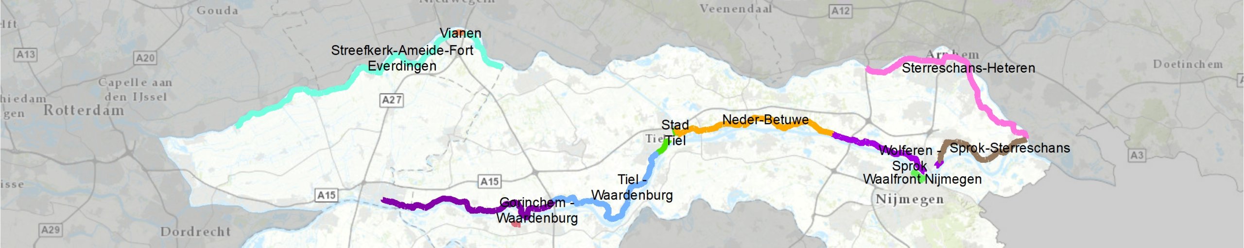 Projecten dijkversterking op kaart