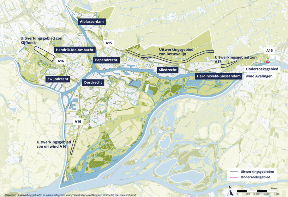 Uitwerkingsgebieden en onderzoeksgebied voor grootschalige opwekking duurzame energie (zon/wind)